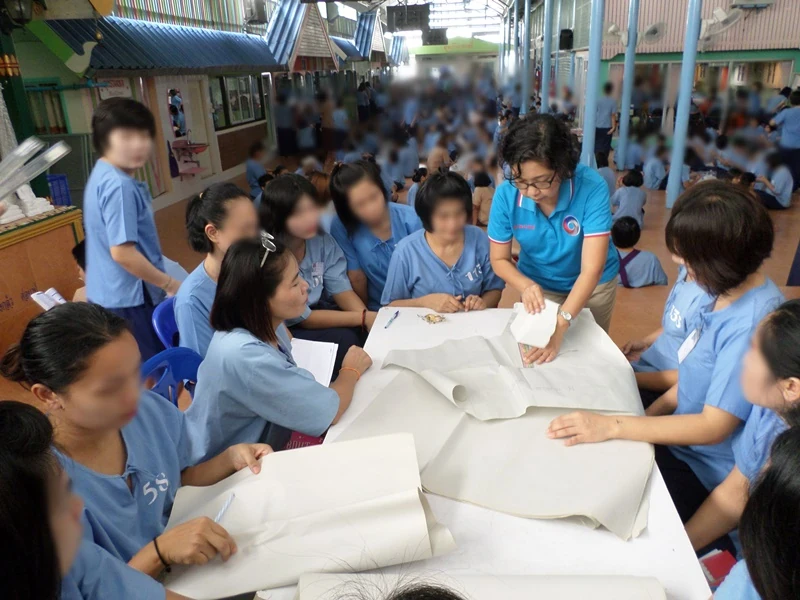 จัดกิจกรรม “สร้างงาน สร้างอาชีพ” ด้านการร่วมพัฒนาชุมชนและสังคม โดยการฝึกอาชีพด้านการตัดเย็บ ชุดกีฬา ให้กลุ่มผู้ต้องขังหญิง เรือนจำกลางจังหวัดขอนแก่